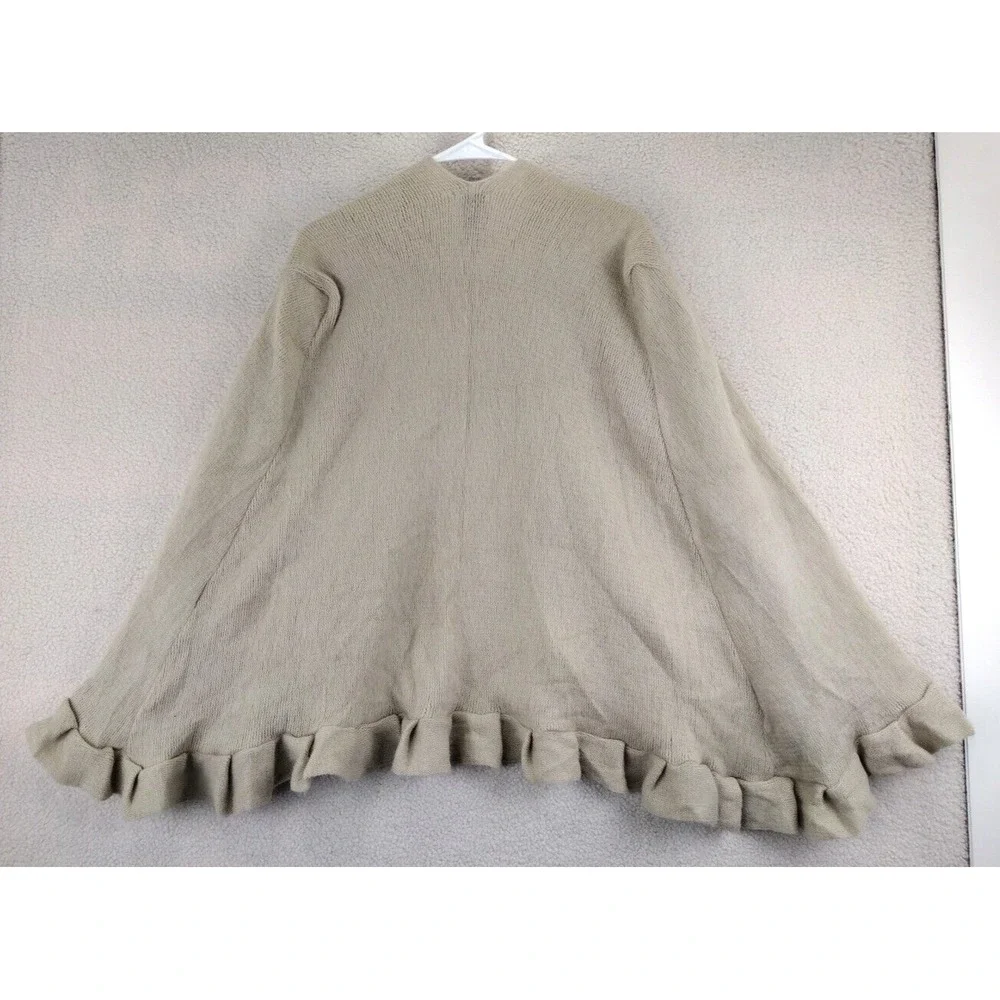 Vince Camuto Womens One‎ Size Peyote Knit Open Front Ruffle Cape Cardigan